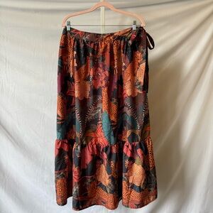 Rachel Zoe Floral Tiered Maxi Skirt in Black, Rust, Teal